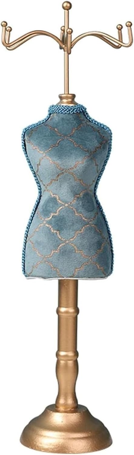 MbeLLO Travel jewellery box, Jewellery Box Organiser Case,Vintage Jewelry Stand Fashionable Bracket Metal Earrings Rack Blue Double-Deck Jewelry Display Stand，10.6 Inch Height (Color : C (Color : C)