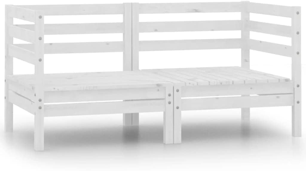 Furniture Sets Patio Corner Sofas 2 pcs White Solid Wood Pine,Corner Sofa Set: Durable Solid Pinewood Patio Sofa for Relaxing and Entertaining Garden Conversation Sets