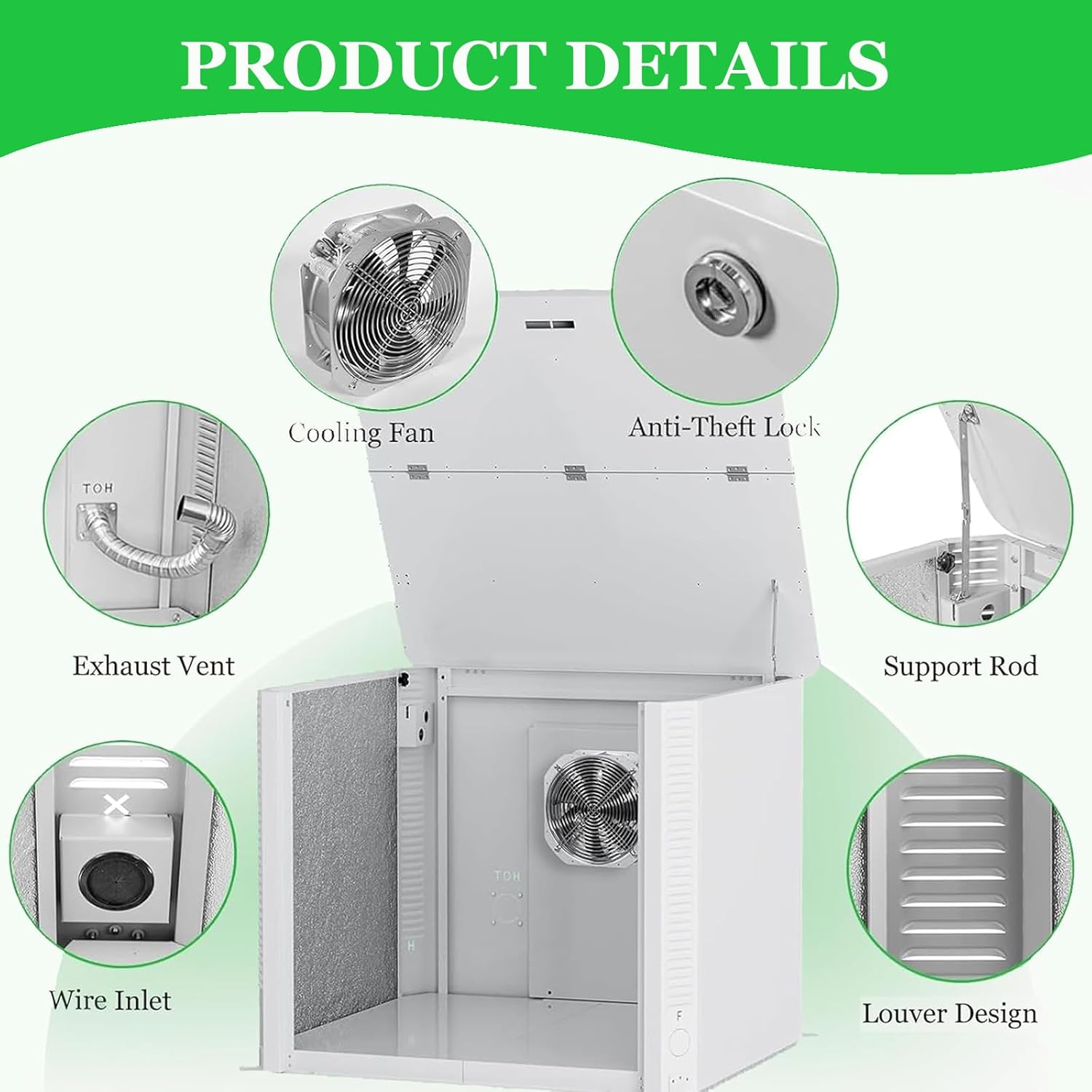 Generator Box, Hudson SD Aluminum Generator Quiet Box Interior Space: 39.4”x32”x31.7”, Air-Cooled Generator Cover with Powerful Fan, for Most Heavy Duty and Portable Generators, White