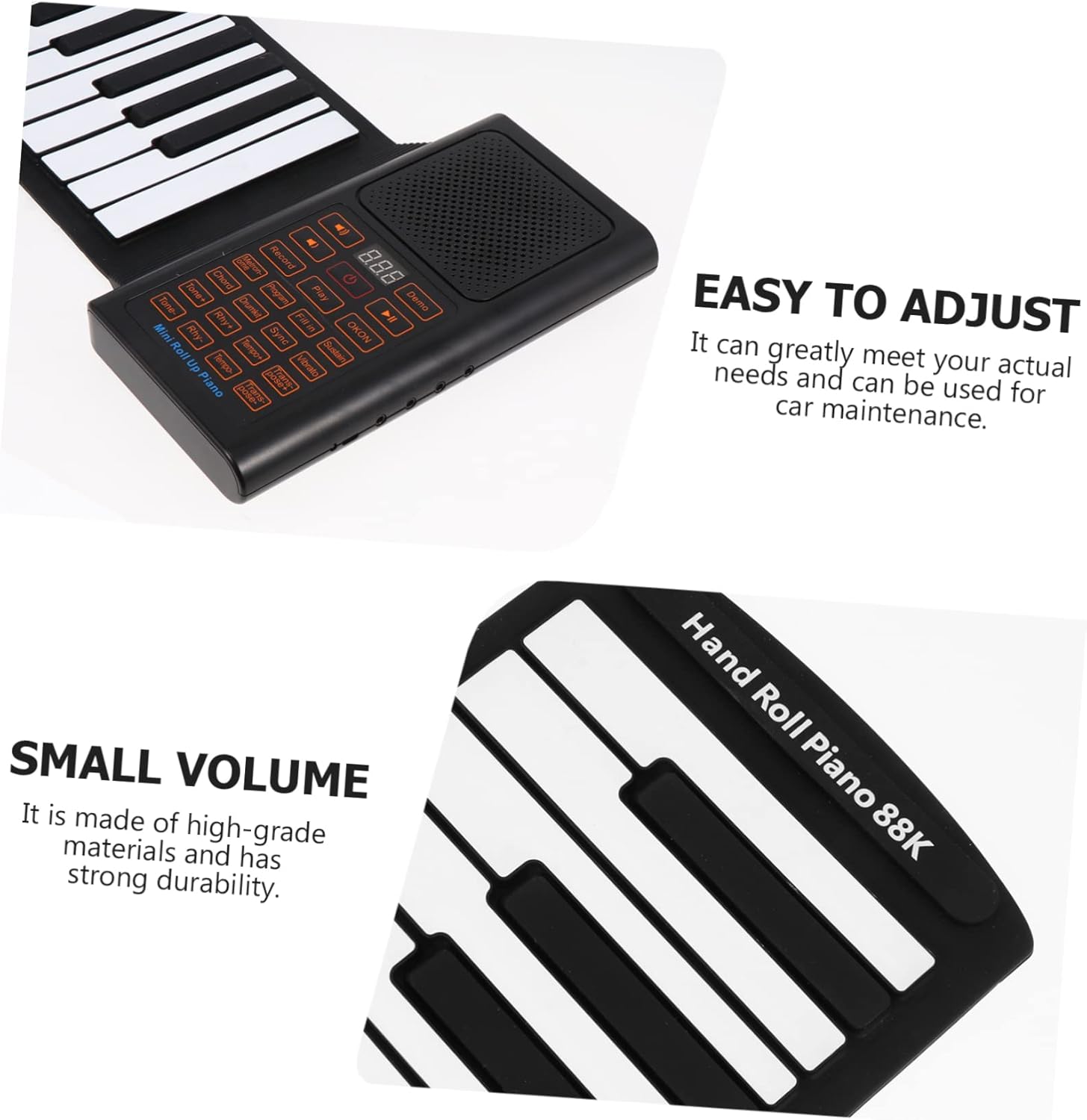 ibasenice Key Foldable Piano Portable Hand Rolled Electronic Keyboard with Built in Speaker Rechargeable Up Design Rhythms and Timbre Suitable for Students Learning Piano