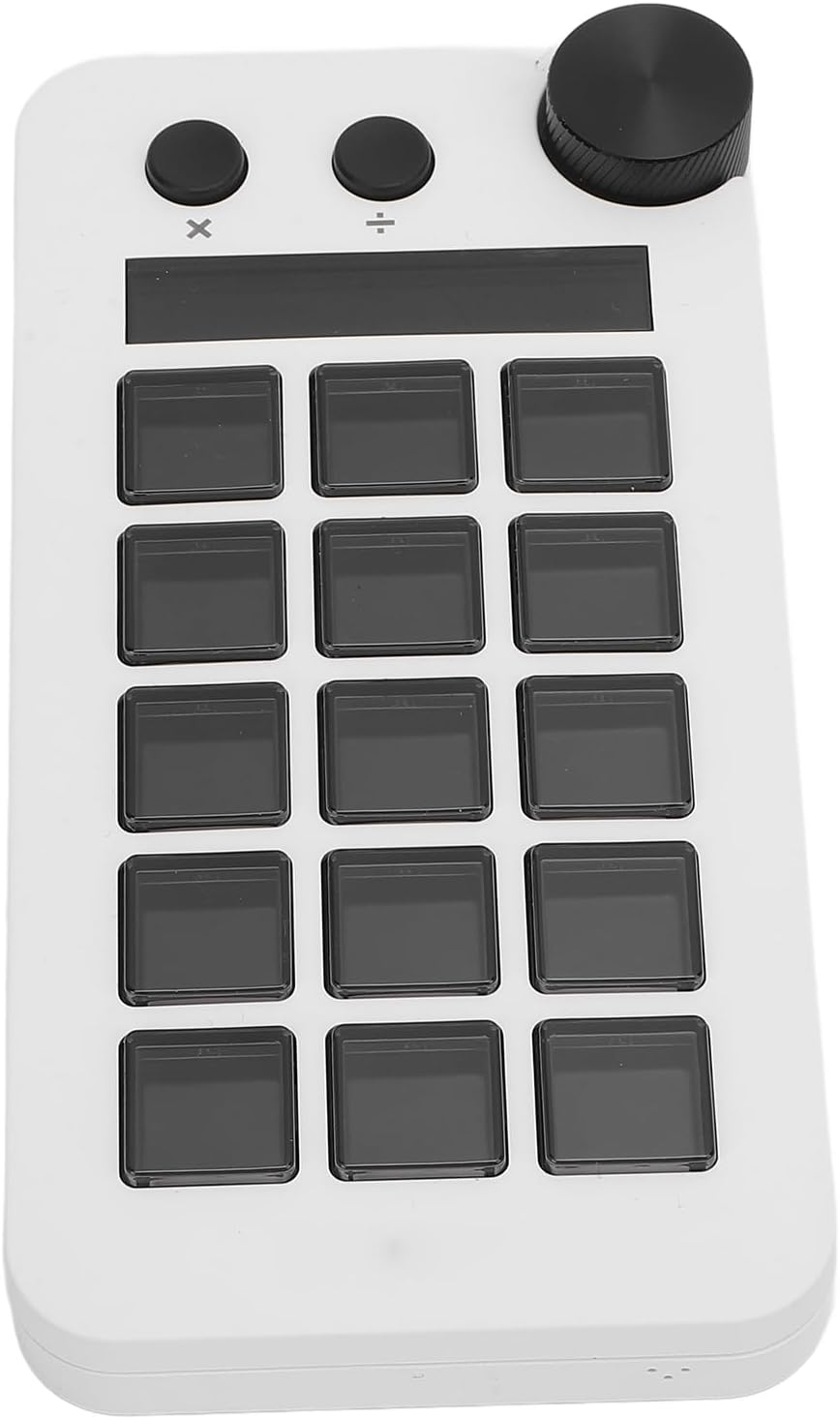 15 Macro Keys Stream Controller with Knob, Customizable Visual Keyboard, Effortlessly Manage Streams Shortcuts for Multiple Programs, Compatible with PC OBS Software (White)