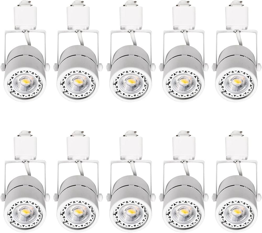 EAGLOD 10W Track Lighting Heads,Halo LED Track Lighting for Accent Retail Artwork,Dimmable Track Light H Type CRI90+ 110V 24° Angle Halo Type- 10 Pack 3000K Warm White (White 10pcs)