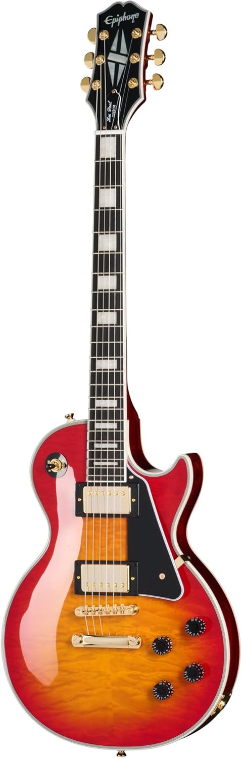 Epiphone EXCLUSIVE Les Paul Custom AAA Quilt, Heritage Cherry Sunburst with Bag