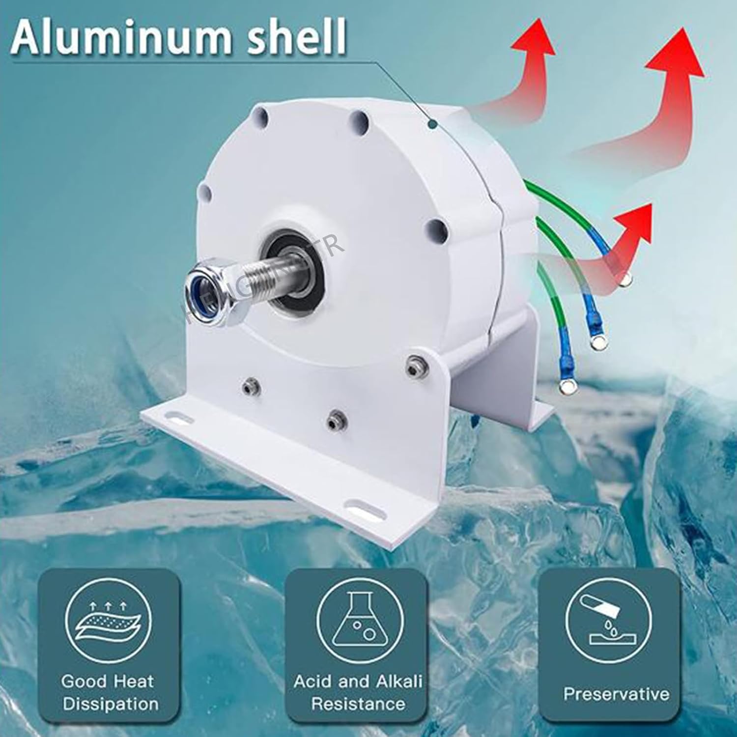 3000W 220V Low RPM Alternator Permanent Magnet Rare Earth Turbine Gearless Permanent Magnet AC with Controller with Base for Wind Turbine 12V 24V 48V (with Base)