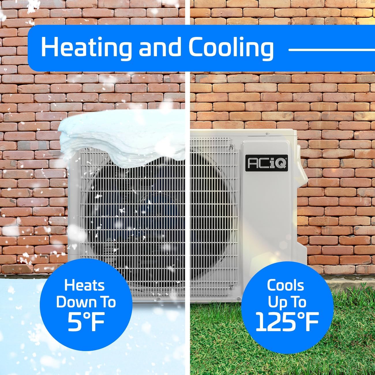 ACiQ Essentials 2 Ton 17 SEER2 Central Inverter Heat Pump Split System with 10kW Back-up Heat Kit & 50' Install Kit - R32 | 24000 BTU, High Efficiency, Upflow/Left Horizontal, Heat AC/Heating System