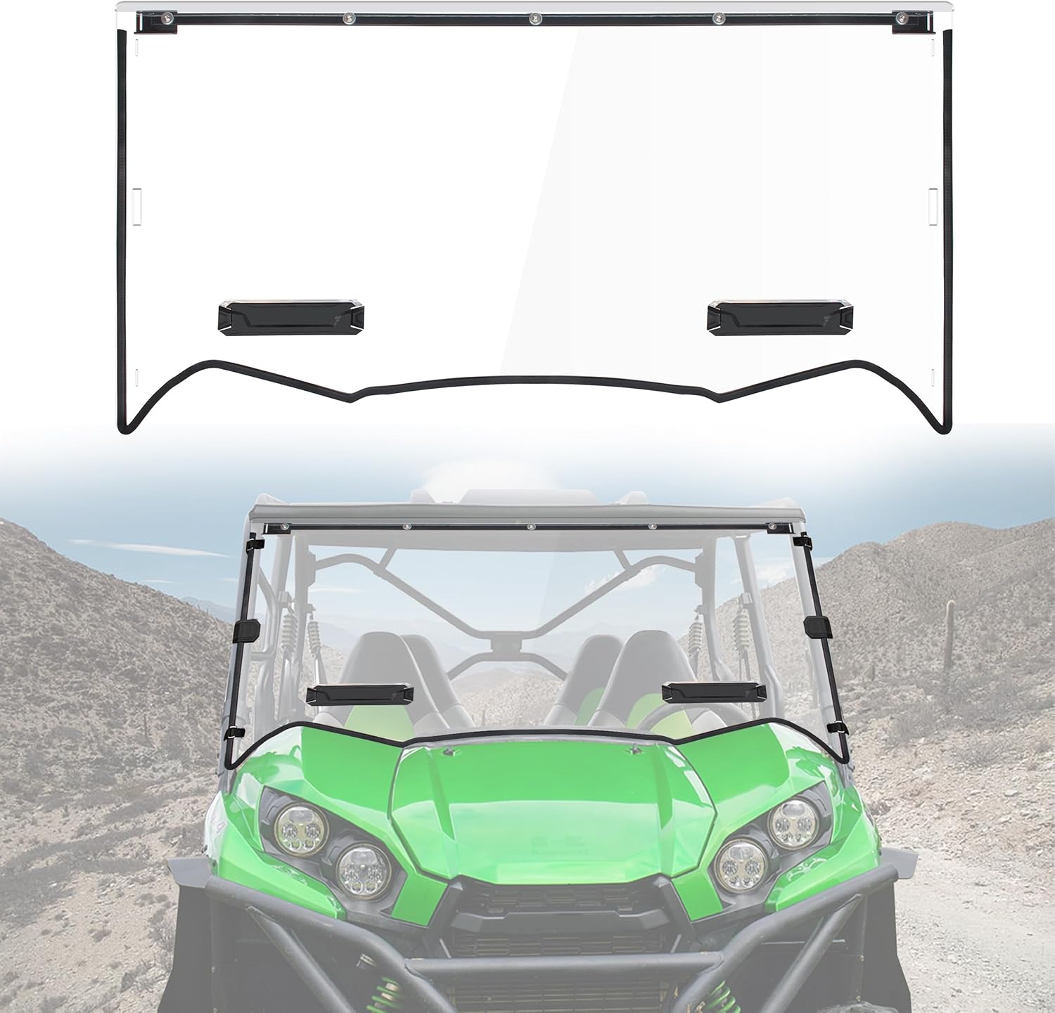 Front Full Windshield Compatible with 2016-2025 Kawasaki Teryx/ Teryx4 Accessories Clear Hard Coat Poly Front Vented Windscreen Window for Kawasaki Teryx 800/ Teryx4 800