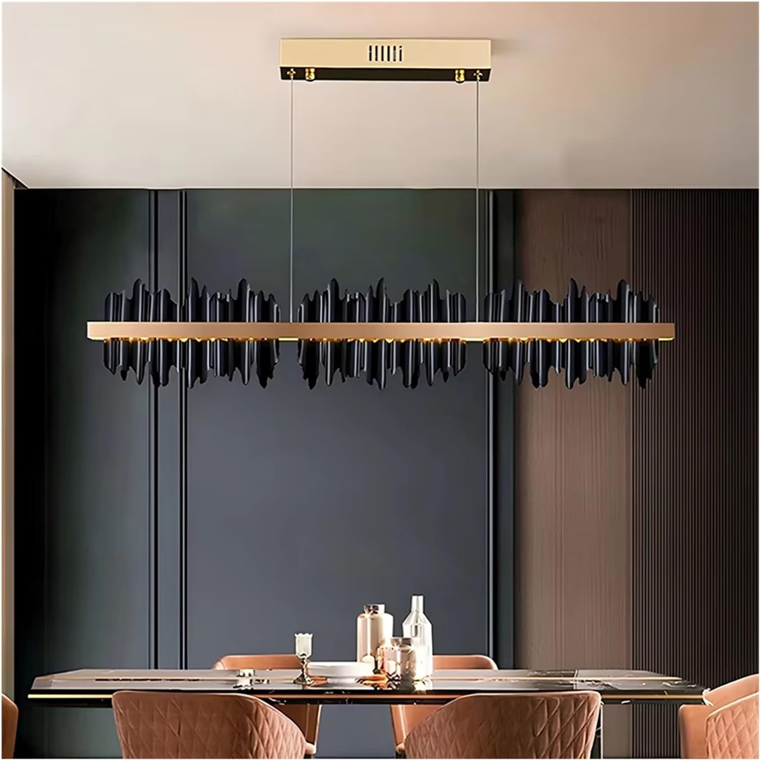 Nordic Home Decor Chandeliers for Dining Room Lustre Pendant Lights Hanging Lamps for Ceiling Light Fixture Indoor Lighting(RC Remote dimming,Black 120cm)