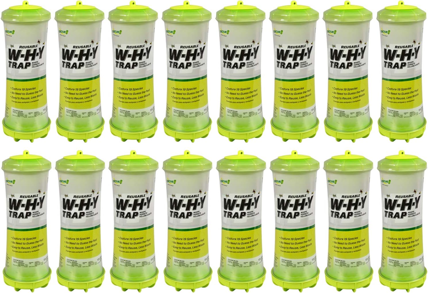 RESCUE! WHY Trap for Wasps, Hornets, & Yellowjackets – Hanging Outdoor Trap - 16 Traps