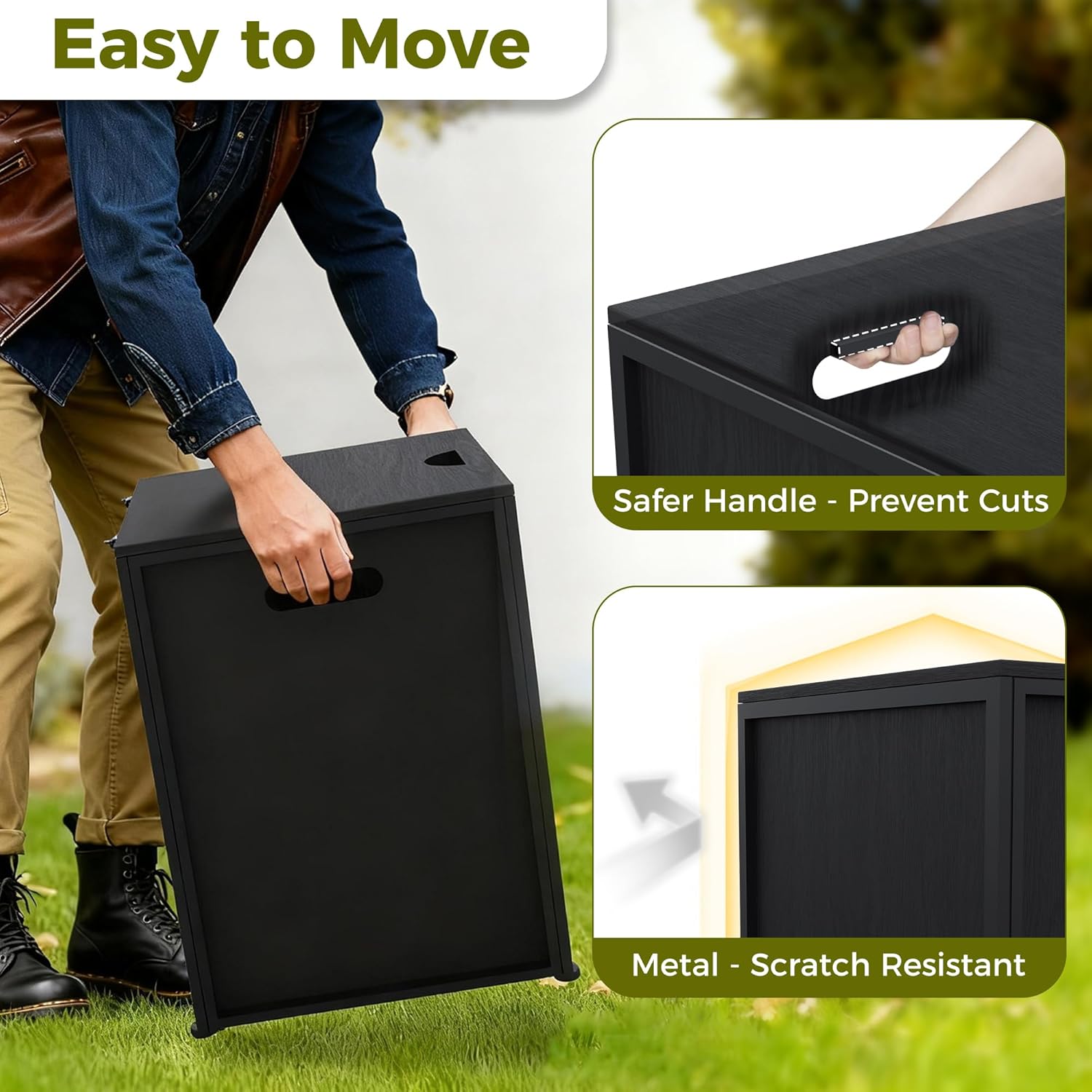 Propane Tank Cover Table 20lb, Propane Tank Storage Box with Portable Handle, Outdoor and Indoor Gas Cover Table for Fire Pit, Rust Prevetion, Waterpoof, Black Oak