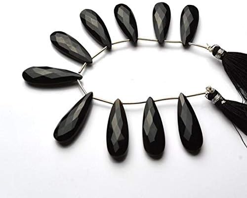 1 strand natural 6 inch long strand,superb black color chalcedony faceted big pear shape beads briolettes 28 to 29 mm