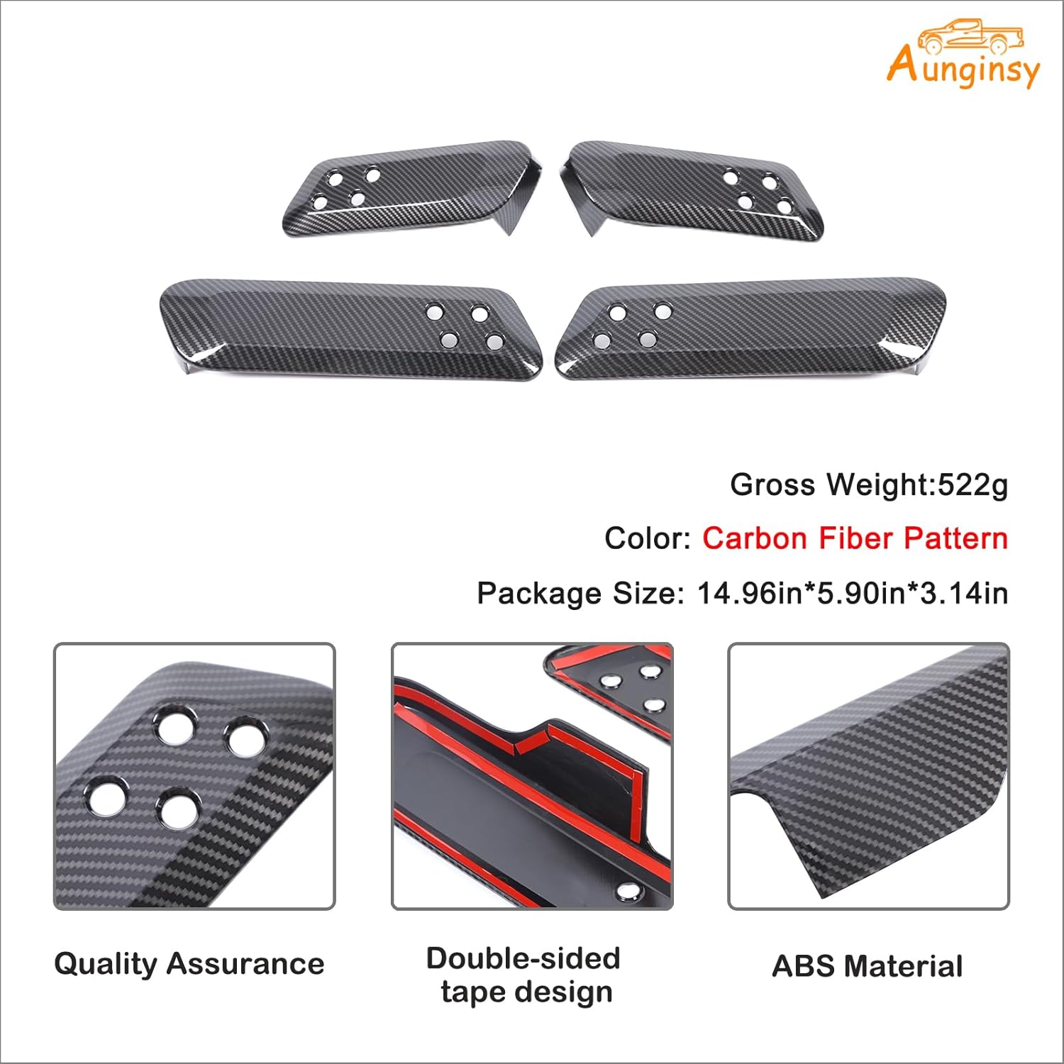 Aunginsy Inner Door Handle Panel Trim Cover Compatible with Ford Maverick 2022-2025 Pickup Front Rear Door Look Interior Door Armrest Handle Panel Protection Cover Decorative Sticker ABS Accessories