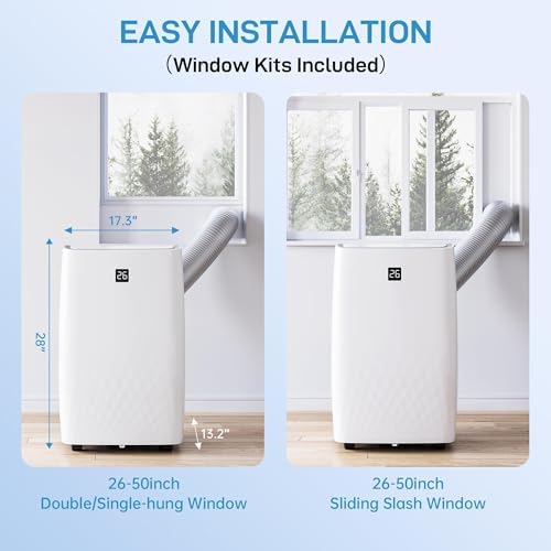 Portable Air Conditioners 12,000 BTU, Portable AC Units for Rooms With Multi-Function Fan, Dehumidifier Mode, Remote Control AC Unit for Bedroom Apartments Up to 550 Sq.Ft, White