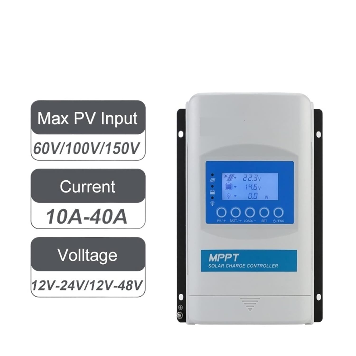 Solar Controller, MPPT Solar Charge Controller 20A 30A 40A LCD Solar Regulator 12V-24V/12-48V Auto Tracer 1210N 2210N 3415N 4415N TOP(4415N (40A48v),12V 24V)