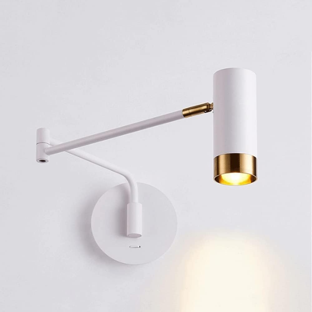 Bedroom Wall Lights, Telescopic Swing Arm Wall Lamp, White Bedside Wall Sconce, E27 Lighting Fixture, Living Room Decorative Reading Light, Modern Simple Wall Lamps Compatible with Bedroom,