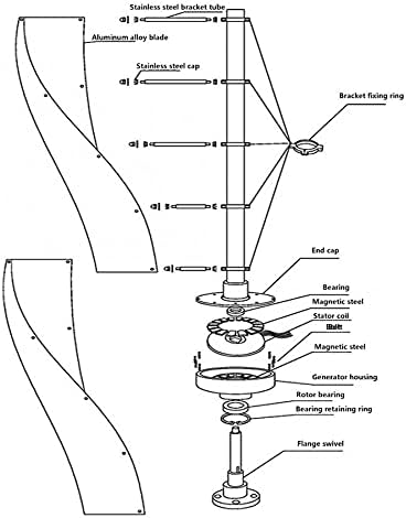 Wind Generator Spiral Vertical-Shaft Medium Voltage 200W Wind Turbine Generator Windmill Fit