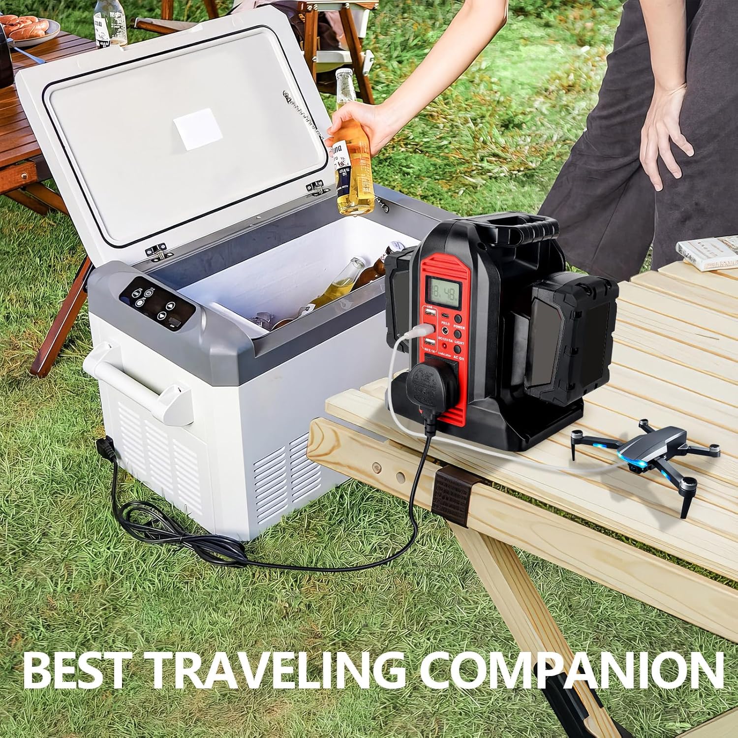 WaxPar Power Inverter Compatible with Milwaukee 18V Battery, 350W Power Supply Inverter Outdoor Generators Converter DC 20V to AC 110V ~120V with AC Outlet &USB Port&Type-C Port& LED Light