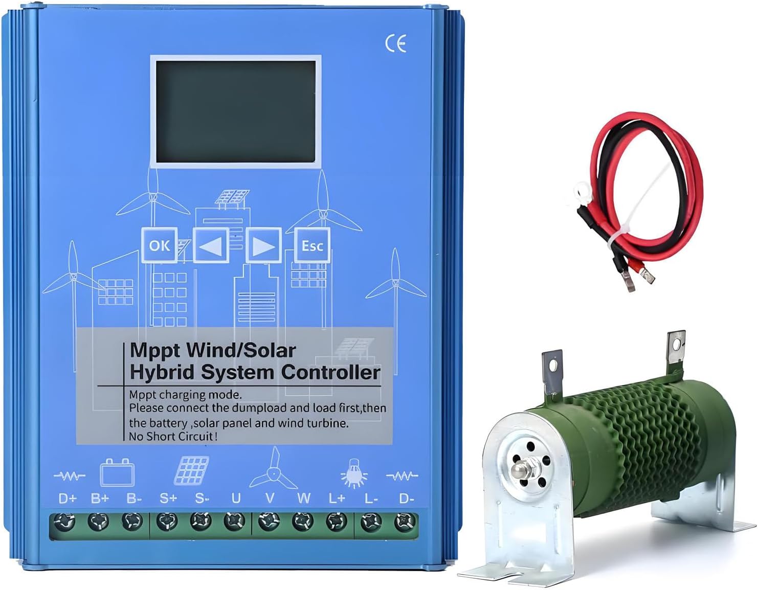 16000W Wind and Solar Charge Controller,Off Grid with Unloader Hybrid Wind Solar Controller,with LCD Display and Mppt Charge Controller,for Home, Boat, Street Light 24V