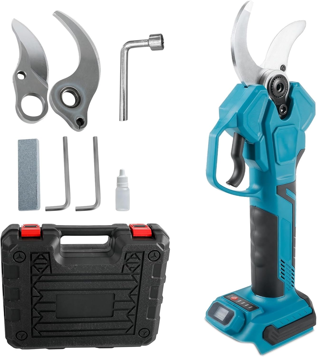 JOJOCY Cordless Electric Pruning Shears for Makita 18V, Cutting Diameter 1.5-2 Inch, Brushless Motor, LCD Display Electricity & Shear Count, Includes Spare Blades & Carrying Box, Blue (NO Battery)