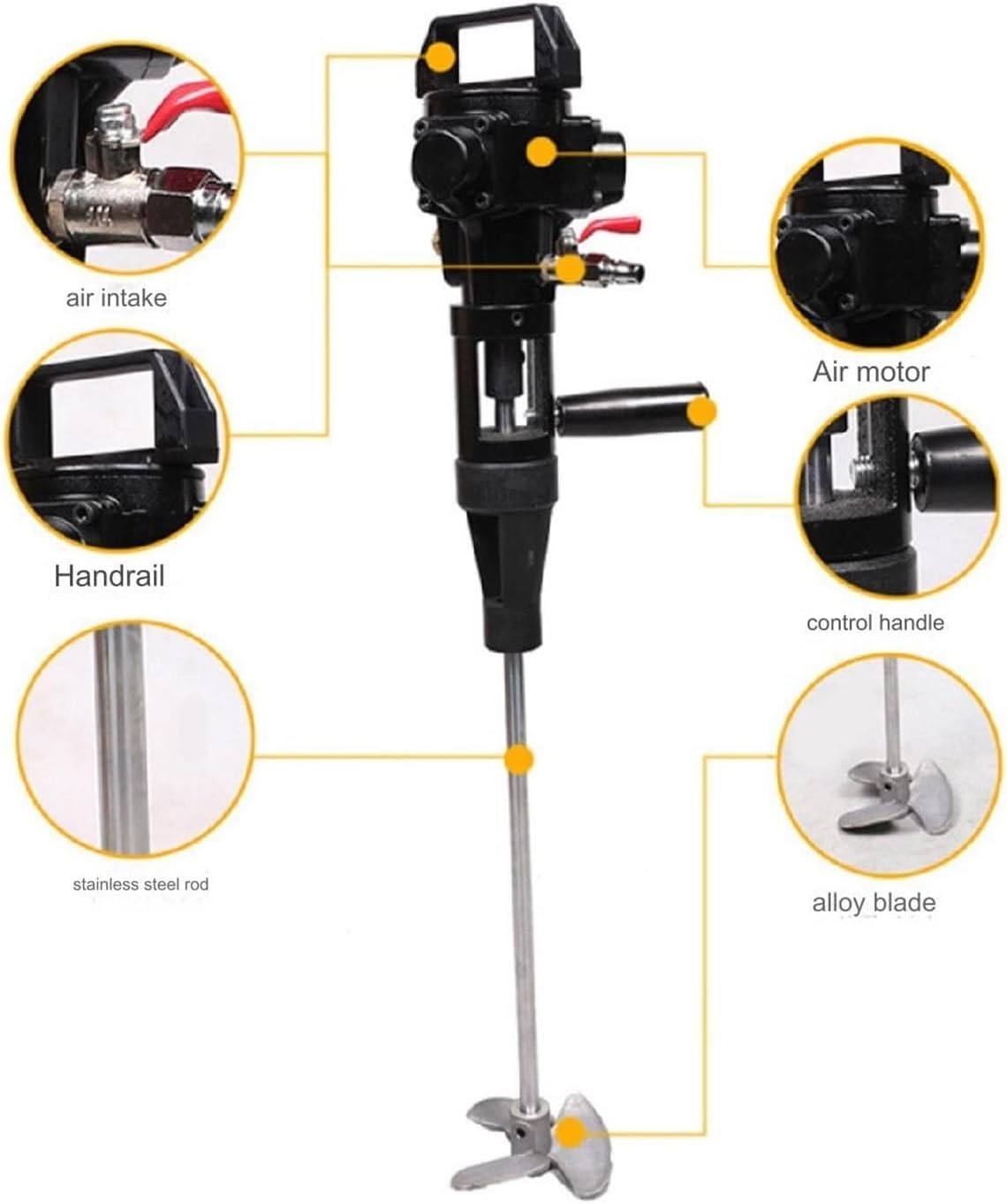 Hand held Pneumatic Paint Mixer Stainless Steel Mixer Blade Ink Mixer Machine 5 Gallons Pneumatic Agitator