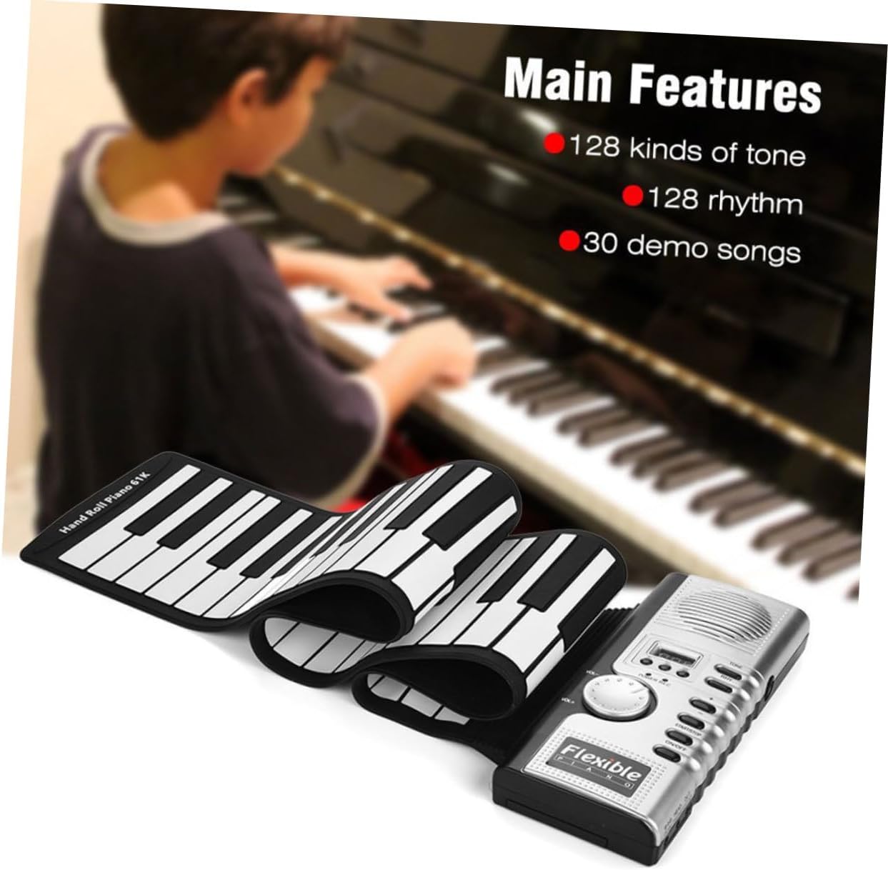 KESYOO 61 Keys Foldable Silicone Keyboard Piano with Speaker Portable Roll-Up Piano for Boys and Girls and Adults for Music Practice and Learning