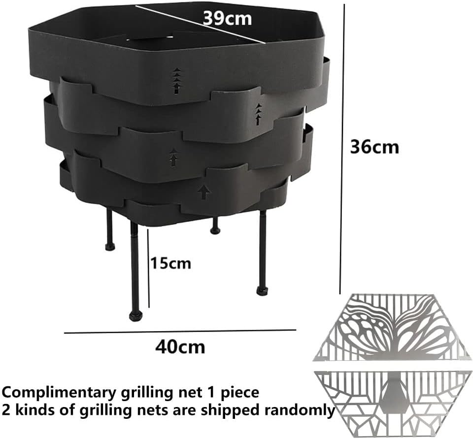 Wood Burning Stove - Portable Bonfire Fire Pit With Stand,Outdoor Firepit & Campfire Grill,for Outside Patio Backyard Cooking Camping(Black,Medium)