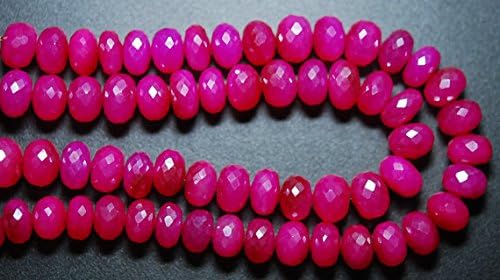 13 inch natural beads strand of 7-8mm faceted rondelle pink chalcedony gemstone beads for DIY jewelry - necklace, bracelet, earring, ring.