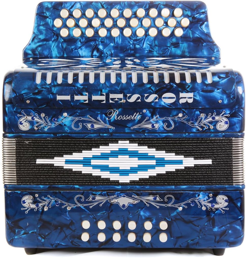 Rossetti 31 Button Accordion 12 Bass, Case, Straps, GCF, BLUE