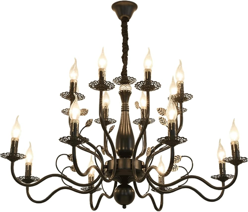 Chandelier, Led V-intage Chandelier, 16 Light Traditional Ceiling, Luxurious Metal Pendant, Classic Adjustable Lighting Fixture,for Living Room Restaurant Cafe