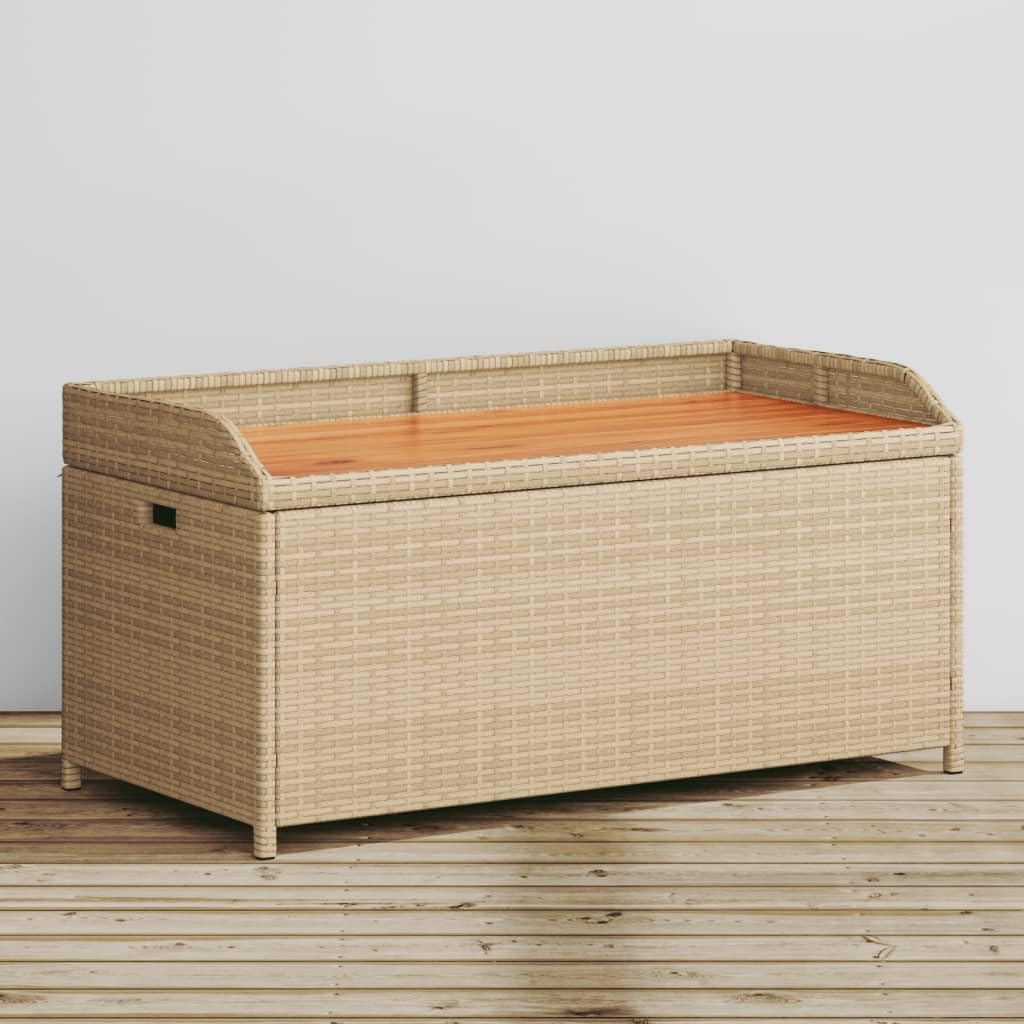 Patio Rattan Deck Box Storage Bench Mix Beige 39.4