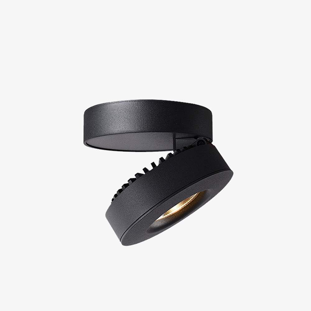 Foldable Spotlights Nordic Style Downlight 3000K COB Warm Light Surface Installation Living Room Lamp Ceiling Lamp Rotatable Stage Lights Aluminum Spot light Outdoor ( Color : Black , Size : 12W )