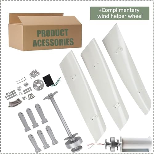 16000W Vertical Wind Turbine Generator Kit, 12V/24V/48V/110V/220V Small Three-Phase AC with MPPT Controller, Ideal for Home & Industrial Energy Solutions (Red, 24V)