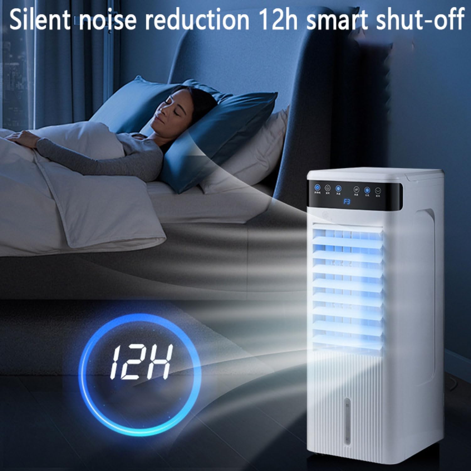 Portable Air Conditioners Cooling Fan with Drainage-Free Cooling 3 Speed Larger Tank 46dB Quiet 12h Timer Air Cooler with Ice Box Cooling AC Unit for Room Office Camping