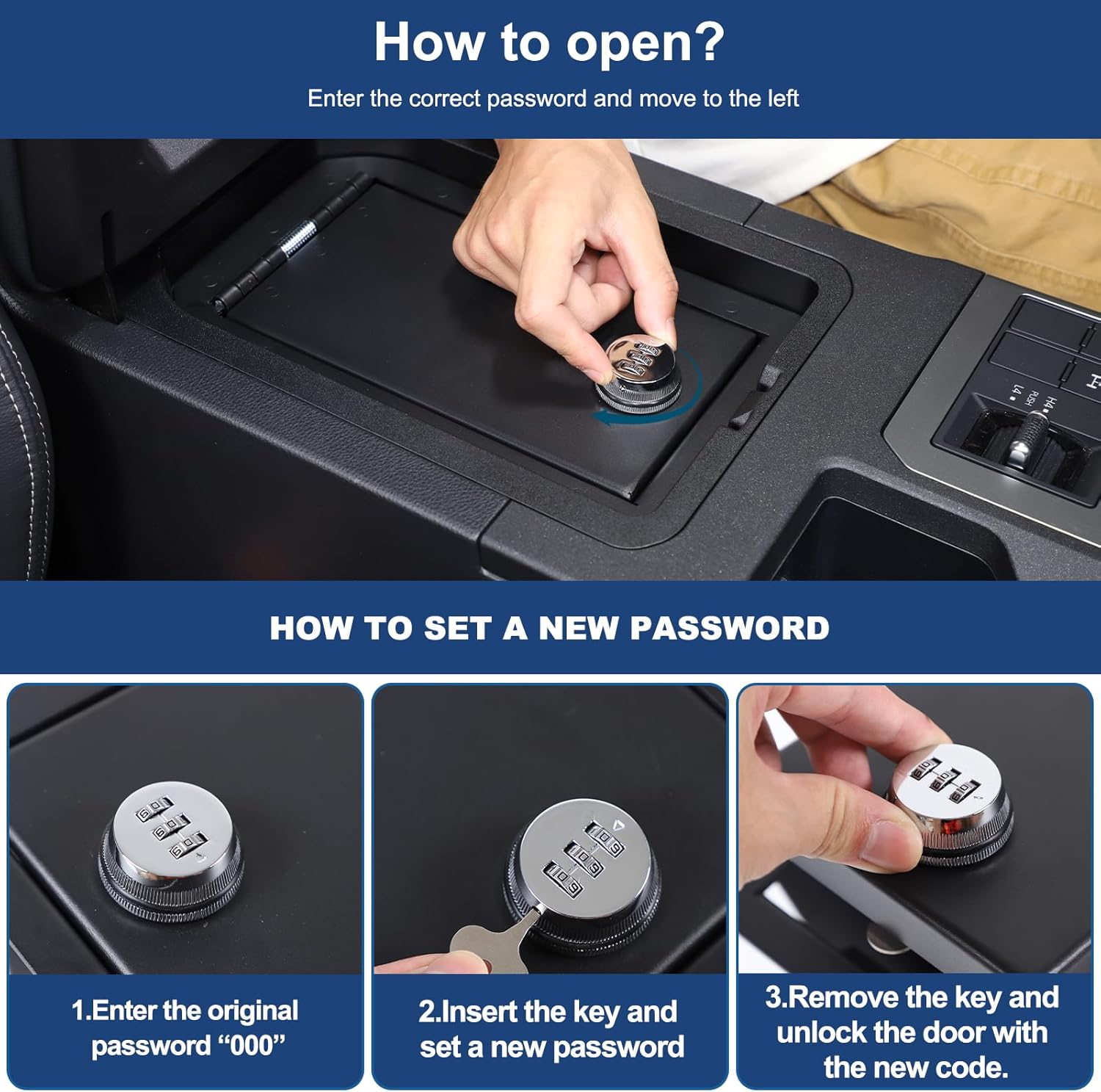 Center Console Safe Lock Box Compatible with Toyota Land Cruiser 250 Prado J250 LC250 2024 2025 Accessories, Center Armrest Lockbox Security Storage Organizer Box