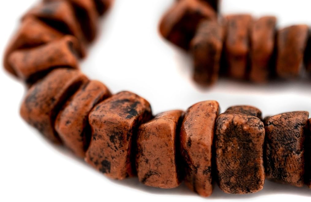 The Bead Chest Moroccan Square Coral Amber Resin Beads 16mm Morocco African Orange Disk Large Hole 20 Inch Strand Handmade