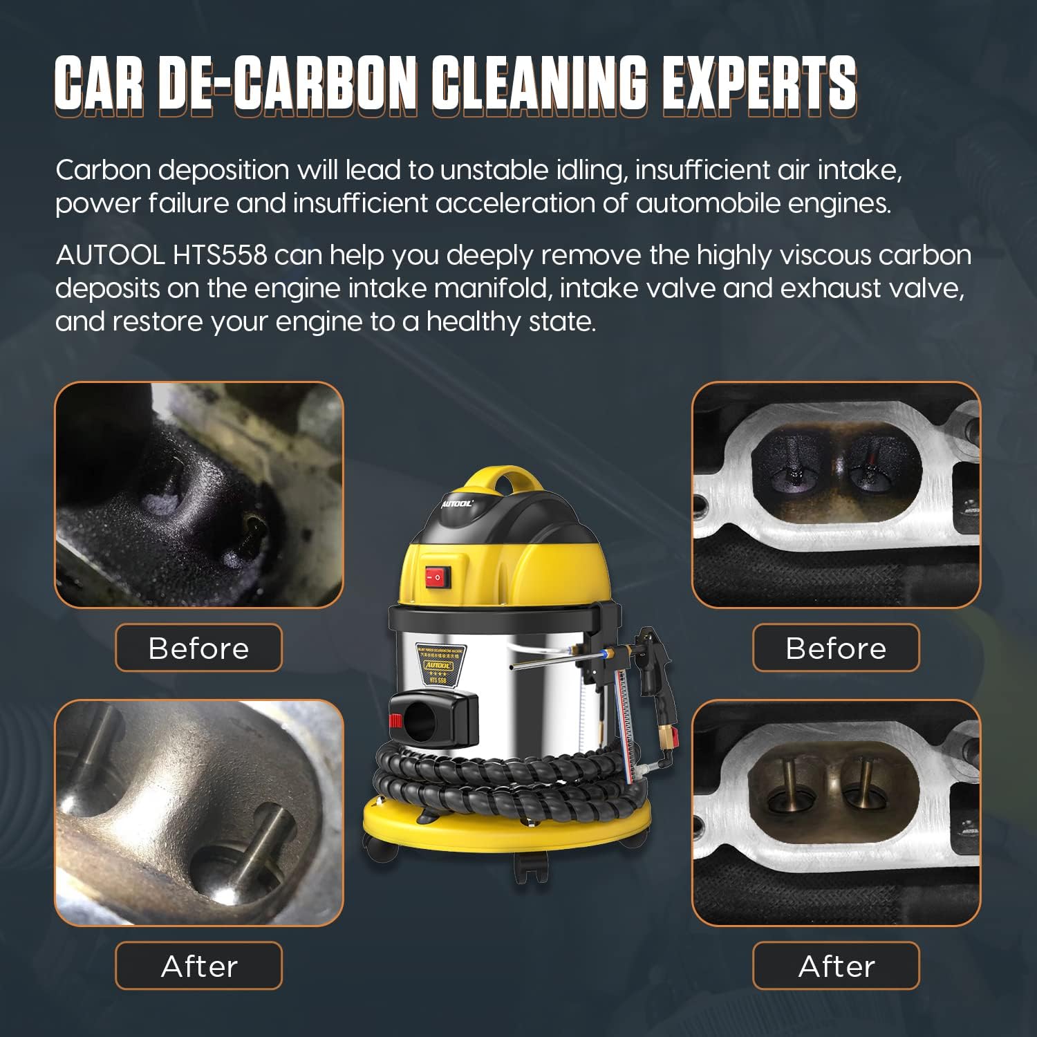 AUTOOL Walnut Blaster, Engine Intake Valve Cleaner Machine, Automotive Engine Carbon Remover, Sand Blaster for Carbon Cleaning with 2kg Walnut Sand