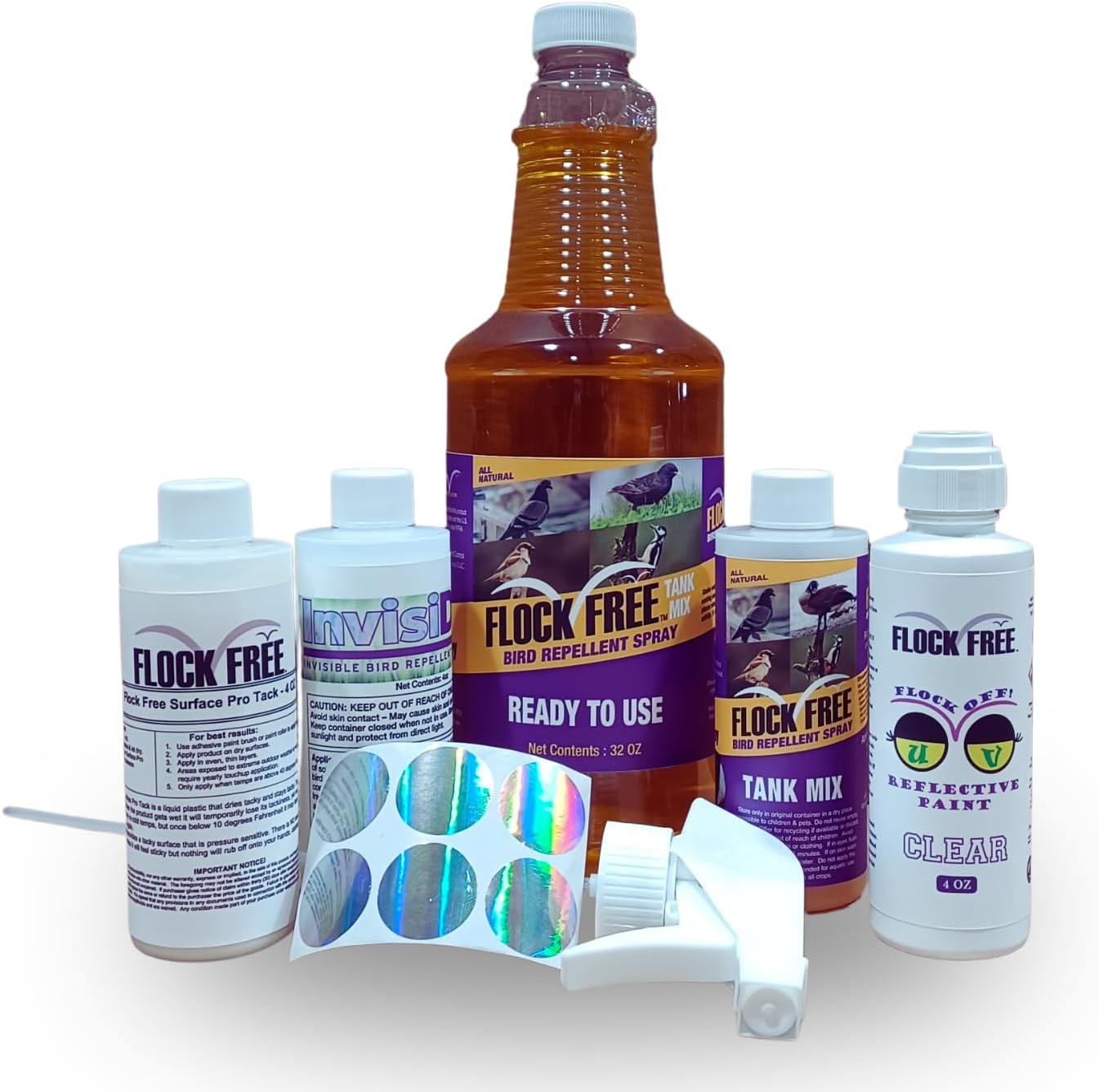 6-Pack Bird Repellent Kit - Ultimate Universal Bird Control Deterrent for Home & Yard, Non-Toxic & Safe for Kids/Pets, Stops Pigeons, Seagulls, Woodpeckers