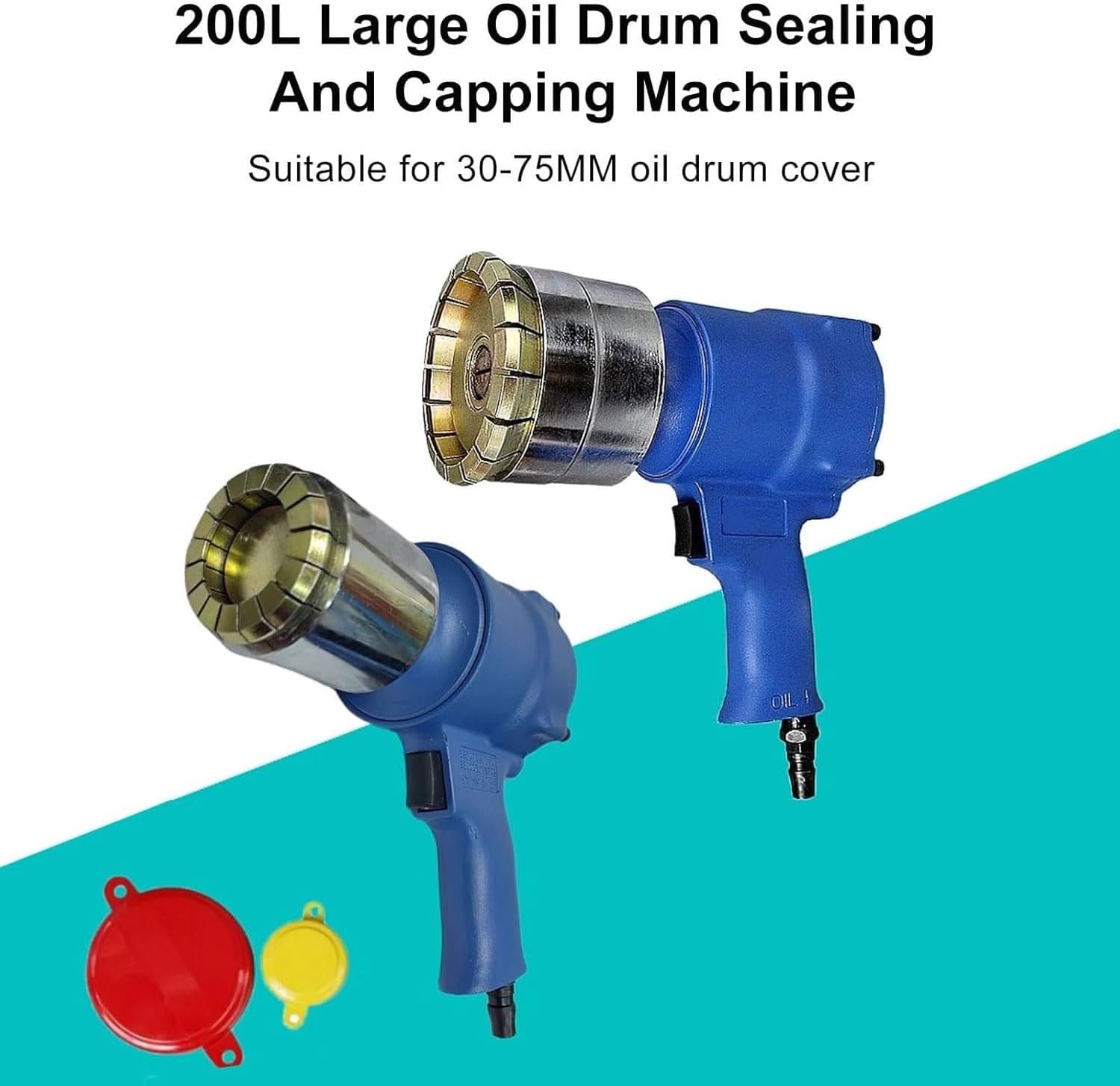 200L Oil Drum Capping Machine, Industrial Pneumatic Bottle Capping Machine, 1300Lbs Pulling Force, Air Intake 1/4 Inch, Adjustable Tight Strength, Oil Drum Pneumatic Cap Sealer, for Lubricants, Paints