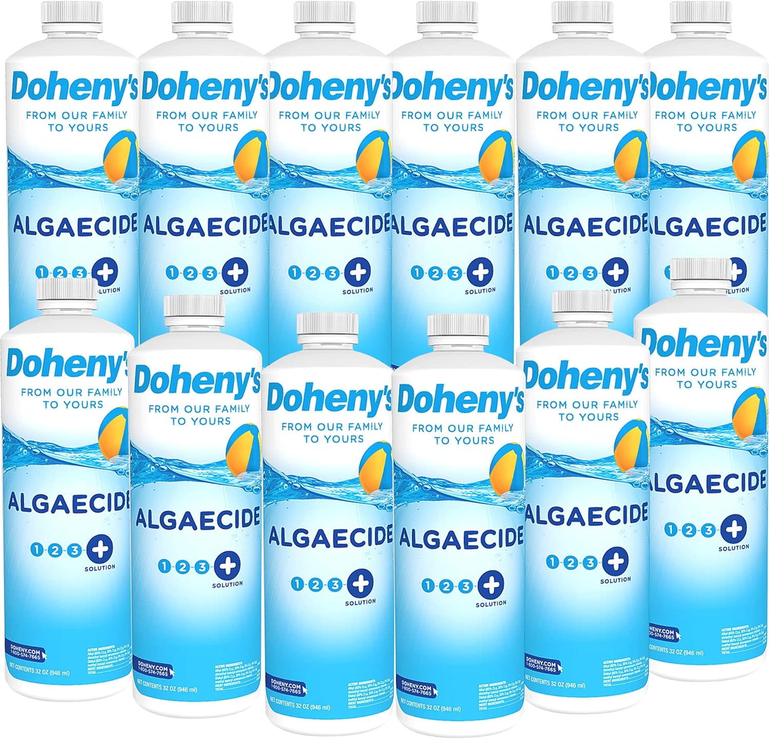Doheny’s Algaecide | 100% Professional-Grade | Effective Against Most Types of Algae | Works with Chlorine & Bromine Based Pools | Non-Foaming & Non-Staining Formula | Set of 12