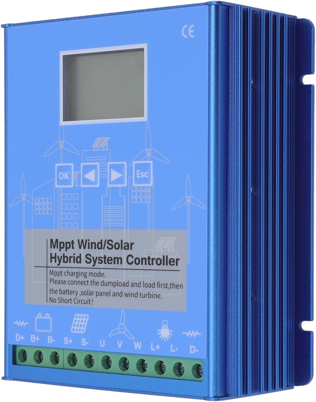 YWBL-WH Wind Solar Hybrid Controller MPPT Boost Charging with LCD Display for Small Off Grid Wind and Solar Power System, for Wind Solar Hybrid Energy Storage Power Station (GPI-8060)