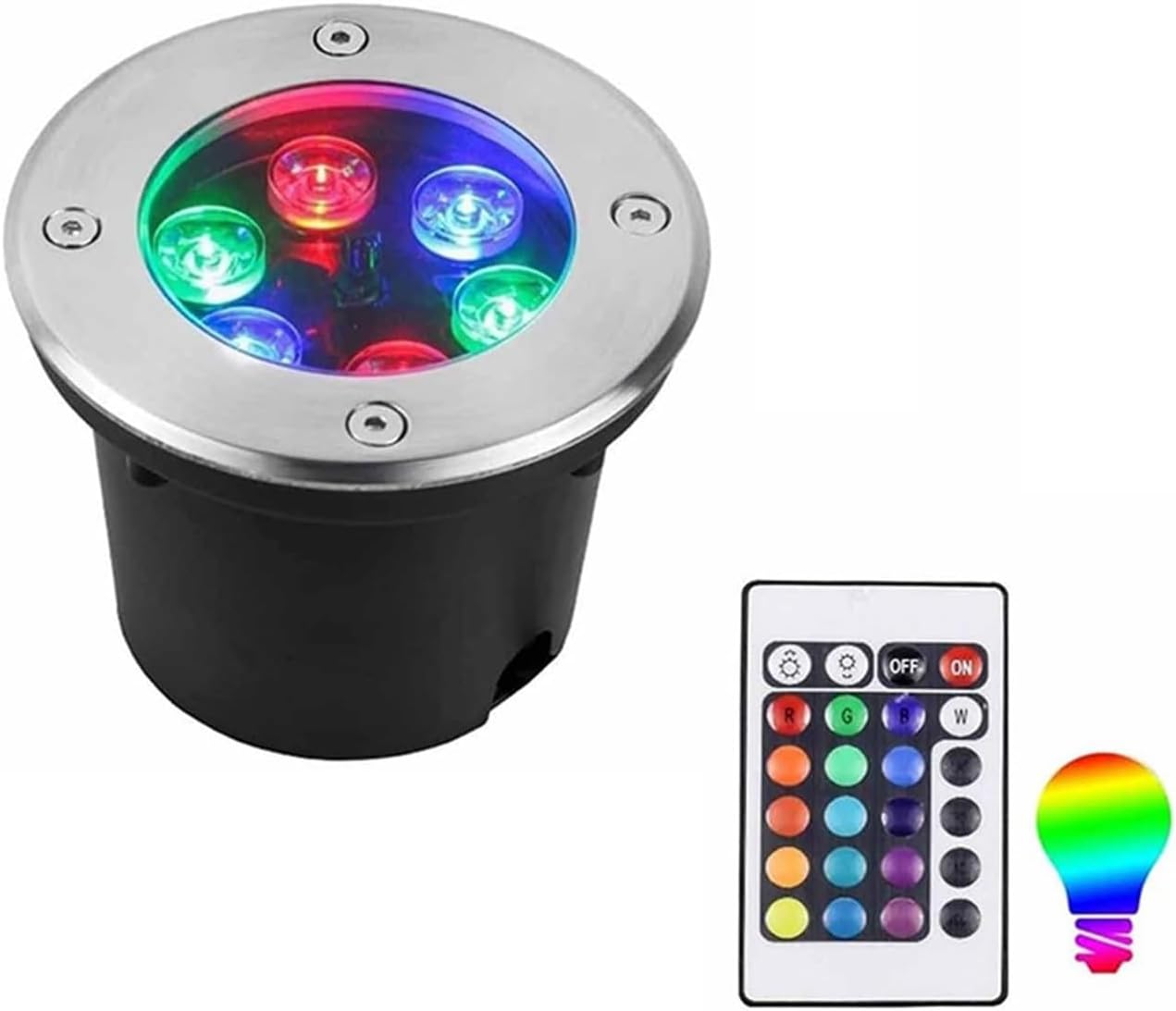 Submersible LED Light - Outdoor Recessed Spot Light, RGB Outdoor Spotlights, LED Ground Spotlight with Remote Control, IP68 Waterproof Color Changing Buried Garden Lamp Spotlights (Color : 3W,