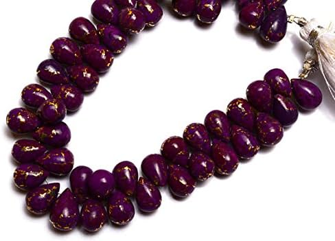 13 inch Natural Beads Strand of 10x7mm Smooth Teardrop Mojave Purple Copper Turquoise Gemstone briolletes Beads for DIY Jewelry - Necklace, Bracelet, Earring, Ring.