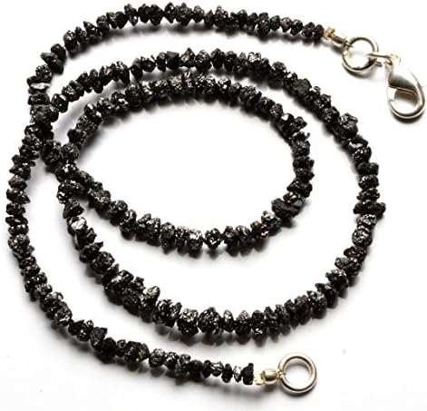 1 Strand Natural Black Diamond Beads Necklace 16 Inch Full Strand 3 to 5MM Size
