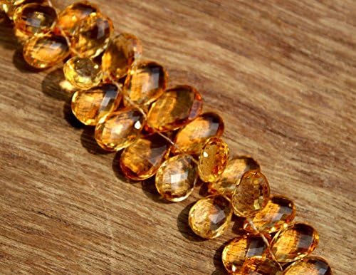 13 inch natural beads strand of 7-17mm faceted pear citrine gemstone briolletes beads for DIY jewelry - necklace, bracelet, earring, ring.