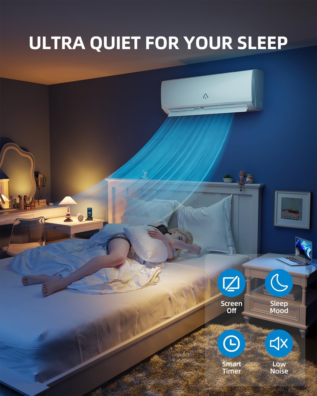 24000 BTU Dual Zone Mini Split Air Conditioner, 20 SEER2 208-230V 12000 BTU + 12000 BTU Wifi Enabled Multi Zone Ductless Mini Split AC Heating System, Heat Cools up to 750 sq. ft, White