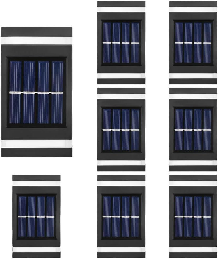 Night to Dawn Solar Fence Lights LED Wall Mount Lighting Fixture,IP65 Waterproof Solar Garden Light,Warm White/Daylight White(Black)