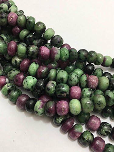 natural rubyzioste smooth rondelle beads, 8mm to 11mm beads, 8 inches, pink-green beads, gemstone beads, semiprecious stone beads