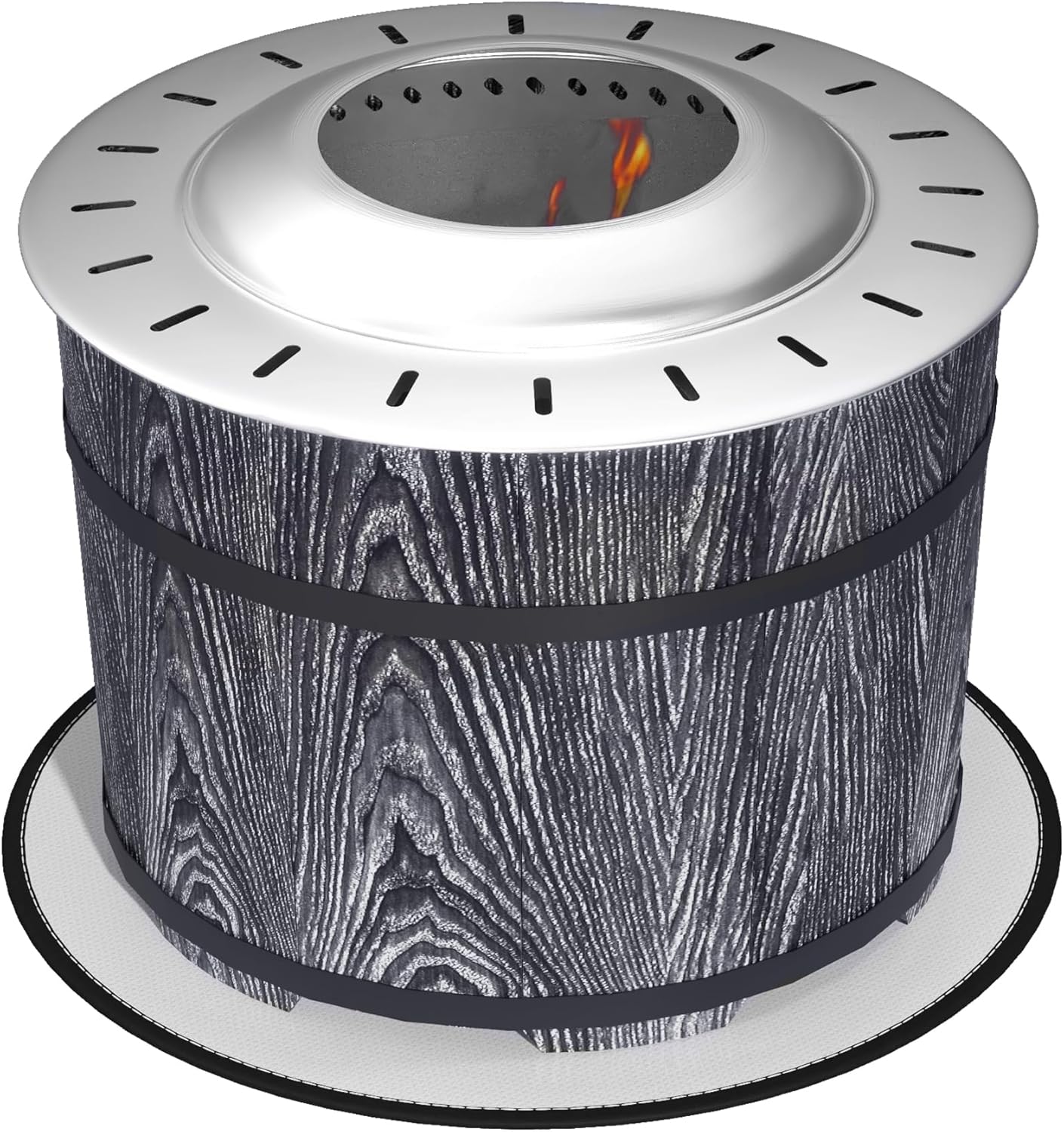 Smokeless Fire Pit with Fireproof Mat, 20 Inch Portable Wood Burning Firepit for Outdoor Use, Barrel Style Camping Stove for Backyard Patio and Picnic Gatherings, Patio Stove for Garden BBQ & Bonfire