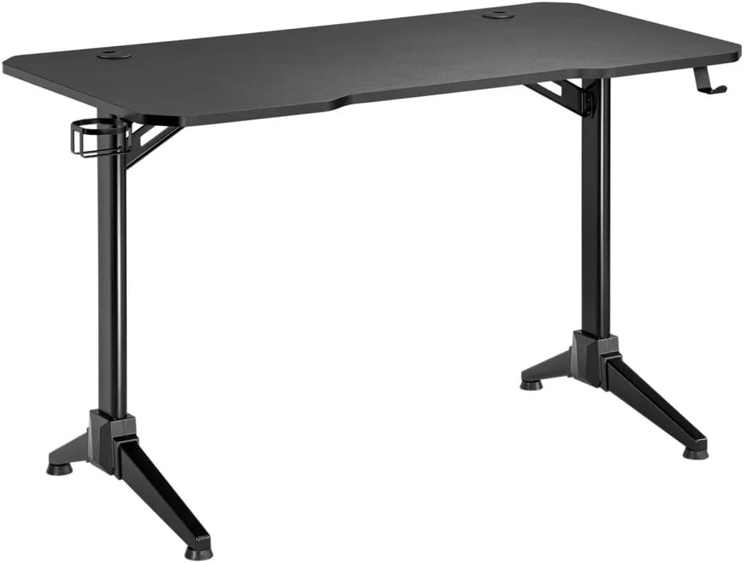 Monoprice Home Office Steel Frame Computer Desk - Black, with Solid-Core 4-Foot Desktop and Accessory Attachments, Workstation, Study Table - Workstream Collection