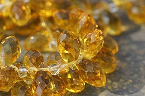 faceted crystal glass honey gold briolette, 11.5x 6 mm wire wrapped briolette, jewelry supplies 4