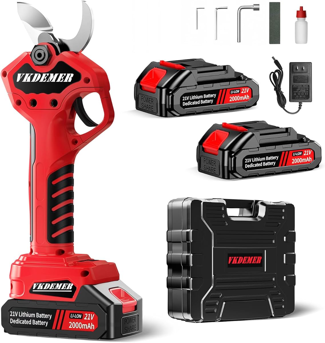 Electric Pruning Shears, Professional Cordless Pruning Shears with LCD Display, Electric Pruner Battery Powered with 2 PCS Rechargeable 2Ah Lithium Battery, 1.6Inch (40MM) Cutting Diameter